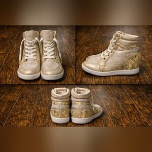 Gold Wedge High-Top Sneakers by JustFab - Sz 8.5